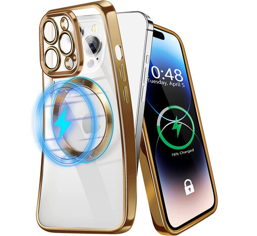 iPhone 14 Pro Goud - TPU Back Cover Geschikt voor Magsafe