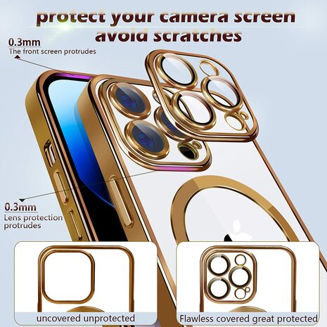 iPhone 14 Pro Goud - TPU Back Cover Geschikt voor Magsafe
