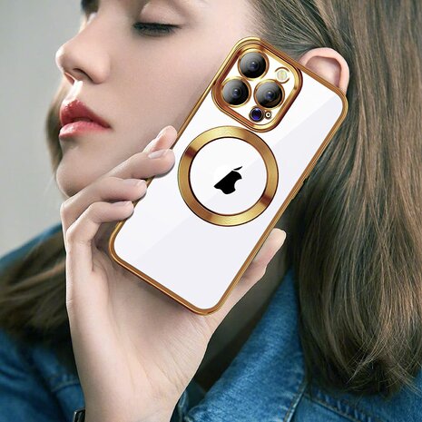 iPhone 14 Pro Goud - TPU Back Cover Geschikt voor Magsafe