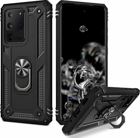 Samsung S20 Ultra - Armor met Kickstand Ring - Zwart