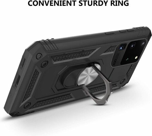 Samsung S20 Ultra - Armor met Kickstand Ring - Zwart