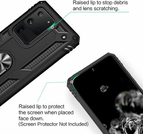 Samsung S20 Ultra - Armor met Kickstand Ring - Zwart