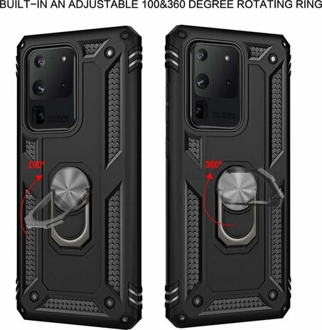 Samsung S20 Ultra - Armor met Kickstand Ring - Zwart