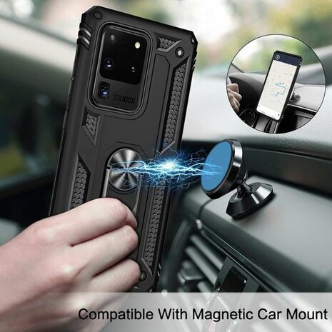 Samsung S20 Ultra - Armor met Kickstand Ring - Zwart
