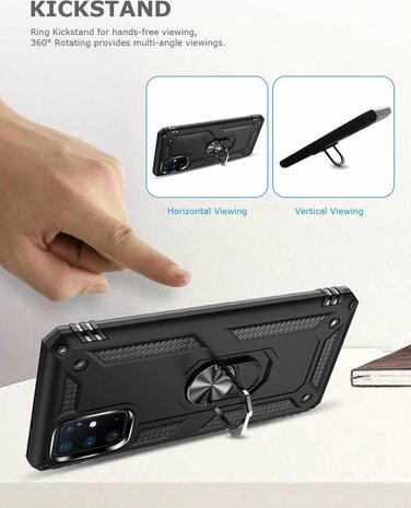 Samsung S20 Plus - Armor met Kickstand Ring - Zwart