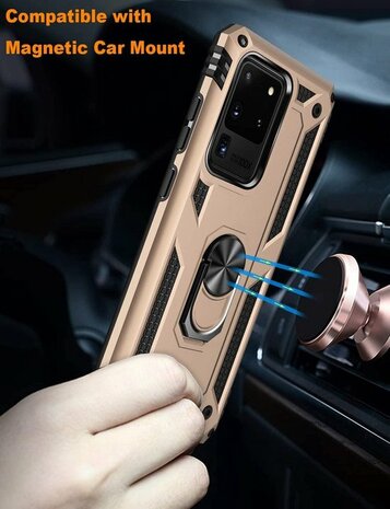 Samsung S20 Ultra - Armor met Kickstand Ring - Goud