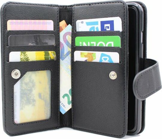 Samsung J7 2017 - HQ Book Case met Extra Vakken - Zwart