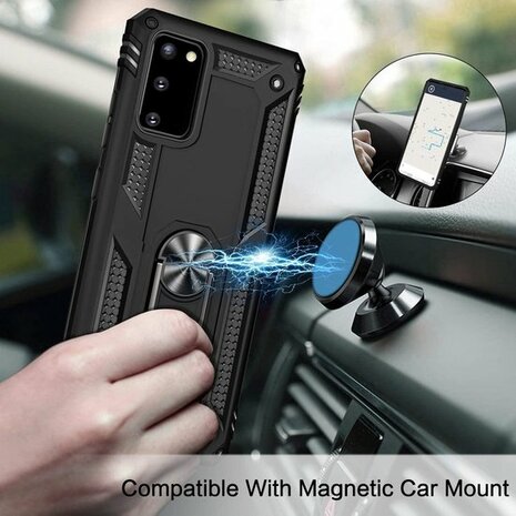 Samsung S20 - Armor met Kickstand Ring - Zwart