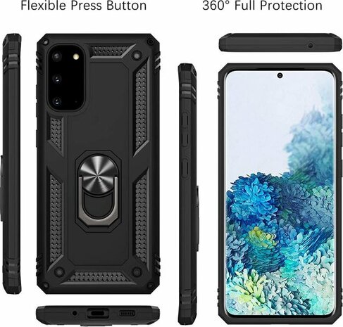 Samsung S20 - Armor met Kickstand Ring - Zwart