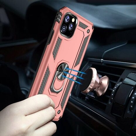 iPhone 11 Pro - Armor met Kickstand Ring - Rosegoud