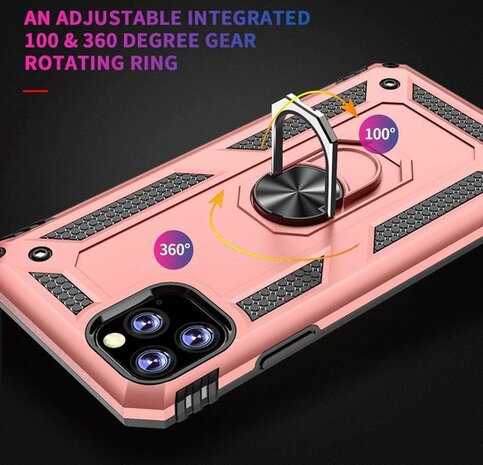 iPhone 11 Pro - Armor met Kickstand Ring - Rosegoud