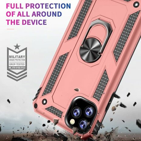 iPhone 11 Pro - Armor met Kickstand Ring - Rosegoud