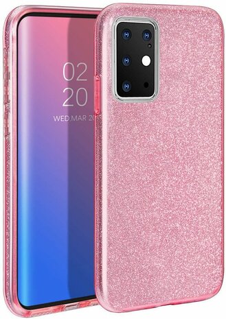 Samsung S20 Plus - Siliconen - Glitter Back Cover - Roze