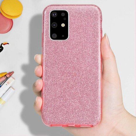 Samsung S20 Plus - Siliconen - Glitter Back Cover - Roze