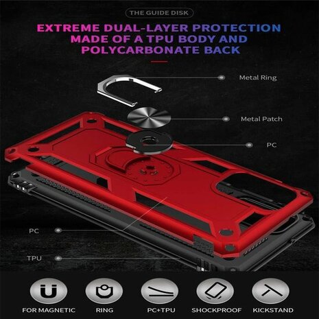 Samsung S20 Plus - Armor met Kickstand Ring - Rood