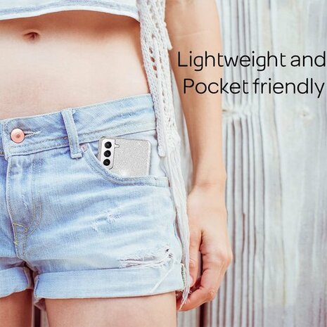 Samsung S23 Plus - Glitter Back Cover - Zilver