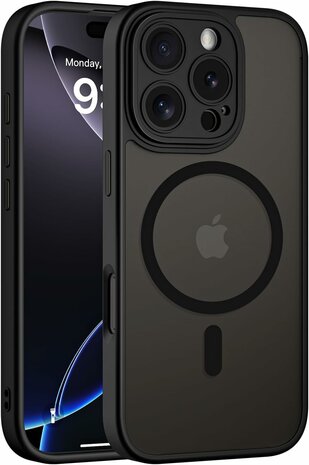 iPhone 16 Pro - Matte MagSafe Armor Back Cover - Zwart