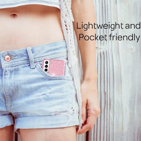 Samsung S21 Plus - Glitter Back Cover - Roze