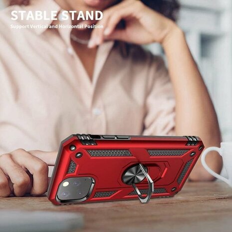 iPhone 11 Pro - Armor met Kickstand Ring - Rood