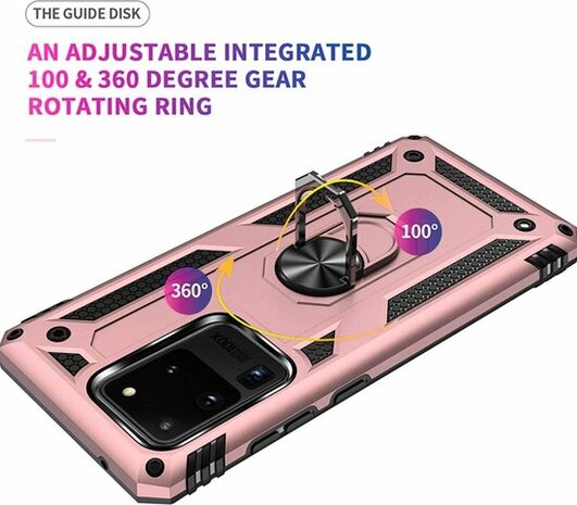 Samsung S20 Ultra - Armor met Kickstand Ring - Ros&eacute;goud