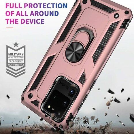 Samsung S20 Ultra - Armor met Kickstand Ring - Ros&eacute;goud