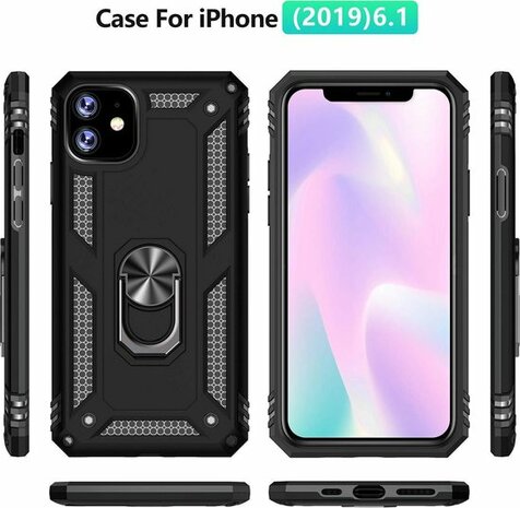 iPhone 11 - Armor met Kickstand Ring - Zwart