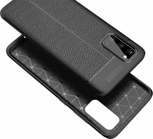 Samsung S20 - Leather Textured Back Cover - Zwart