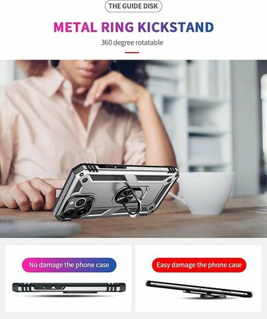 iPhone 13 Pro Grijs - Armor met Kickstand Ring