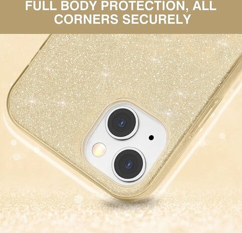 iPhone 13 - Glitter Back Cover - Goud
