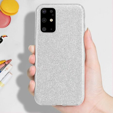 Samsung S20 Plus - Siliconen - Glitter Back Cover - Zilver