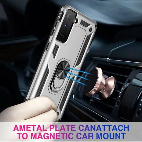 Samsung S21 FE Grijs - Armor met Kickstand Ring