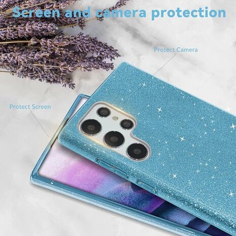 Samsung S23 Ultra - Glitter Back Cover - Blauw