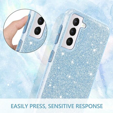 Samsung S23 Plus - Glitter Back Cover - Blauw