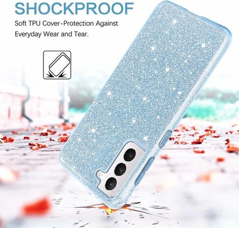 Samsung S23 Plus - Glitter Back Cover - Blauw