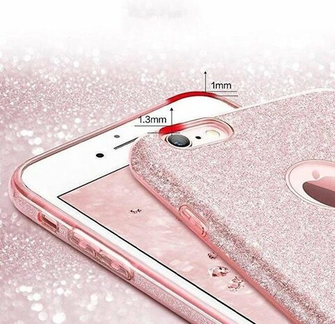 iPhone XS Max - Glitter Back Cover - Roze