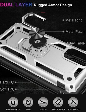 Samsung S20 Plus - Armor met Kickstand Ring - Grijs