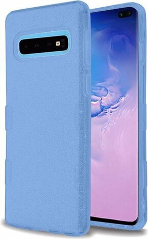 Samsung S10 Plus - Glitter Back Cover - Blauw