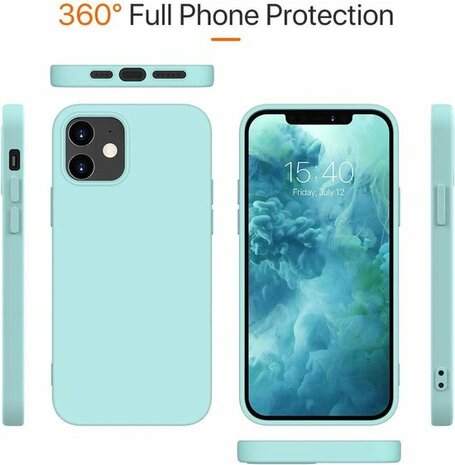 iPhone 12 Mini - Siliconen Back Cover - Turquoise
