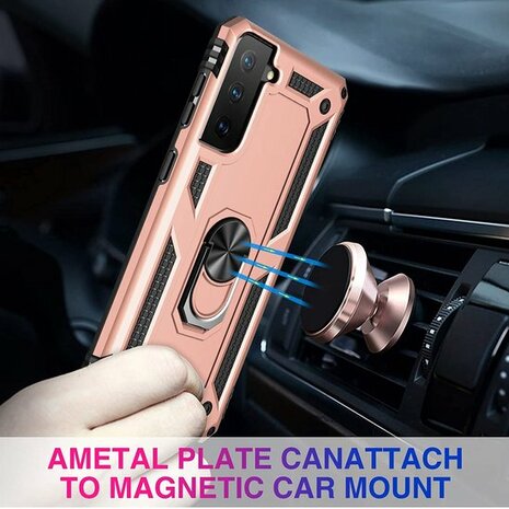 Samsung S21 FE Ros&eacute;goud - Armor met Kickstand Ring