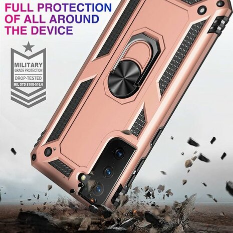 Samsung S21 FE Ros&eacute;goud - Armor met Kickstand Ring