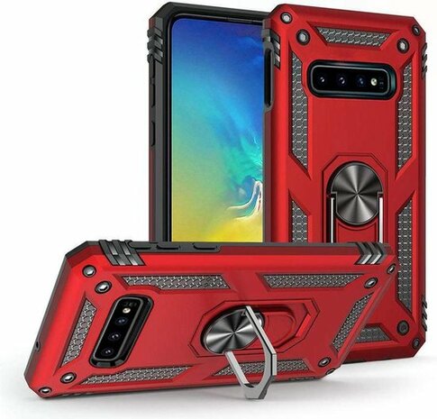 Samsung S10 Plus - Armor met Kickstand Ring - Rood