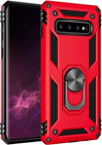 Samsung S10 Plus - Armor met Kickstand Ring - Rood