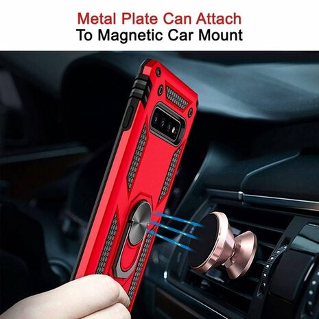 Samsung S10 Plus - Armor met Kickstand Ring - Rood
