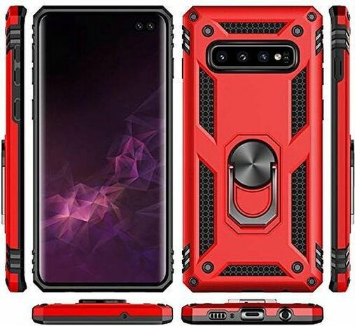 Samsung S10 Plus - Armor met Kickstand Ring - Rood