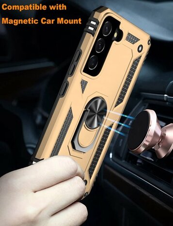 Samsung S22 Goud - Armor met Kickstand Ring