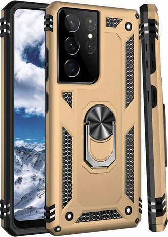 Samsung S22 Ultra Goud - Armor met Kickstand Ring