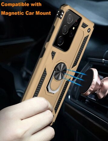 Samsung S22 Ultra Goud - Armor met Kickstand Ring