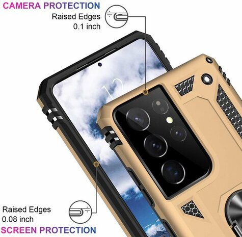 Samsung S22 Ultra Goud - Armor met Kickstand Ring