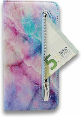 iPhone XS Max - Book Case met Rits - Uni Marmer