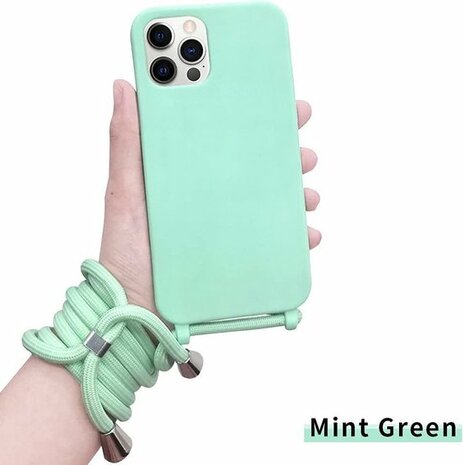iPhone 12 Pro Max Turquoise - TPU Back Cover met Koord